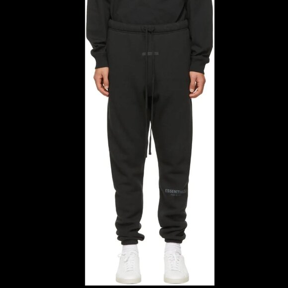 Unisex Fear of God Essentials Black Fleece Reflective Lounge Sweat Pants Joggers - Picture 3 of 5